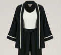 Kimono canelado liso com detalhes em franja