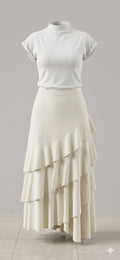 Saia babados chiffon off white