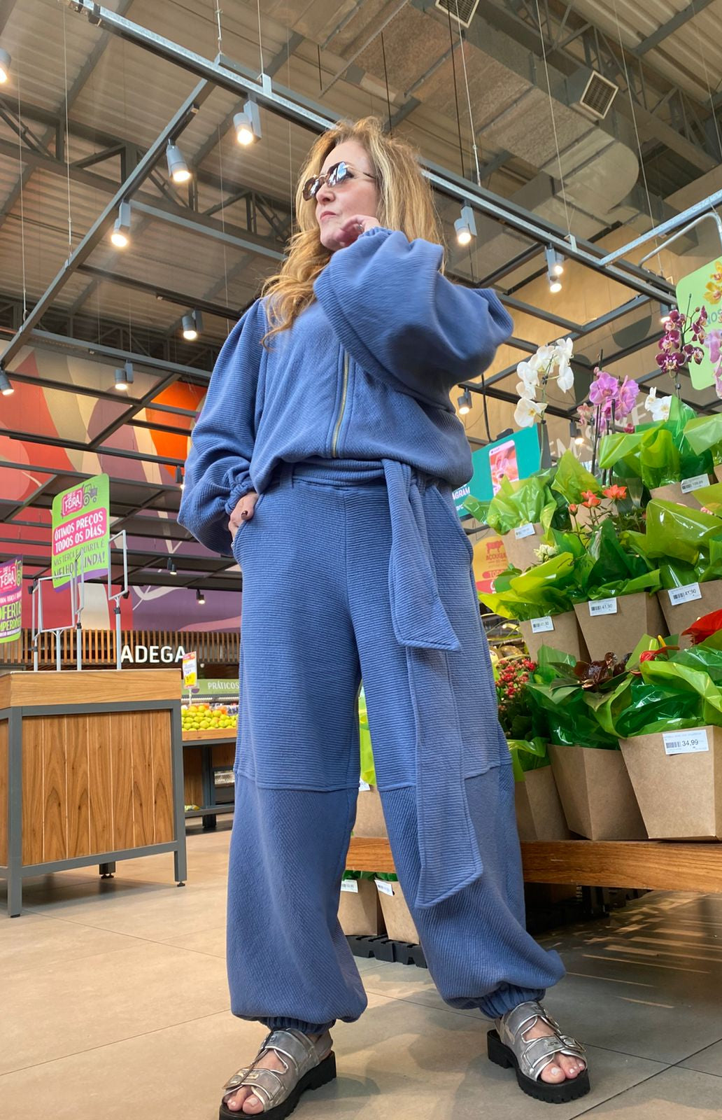 Calça jogger canelada