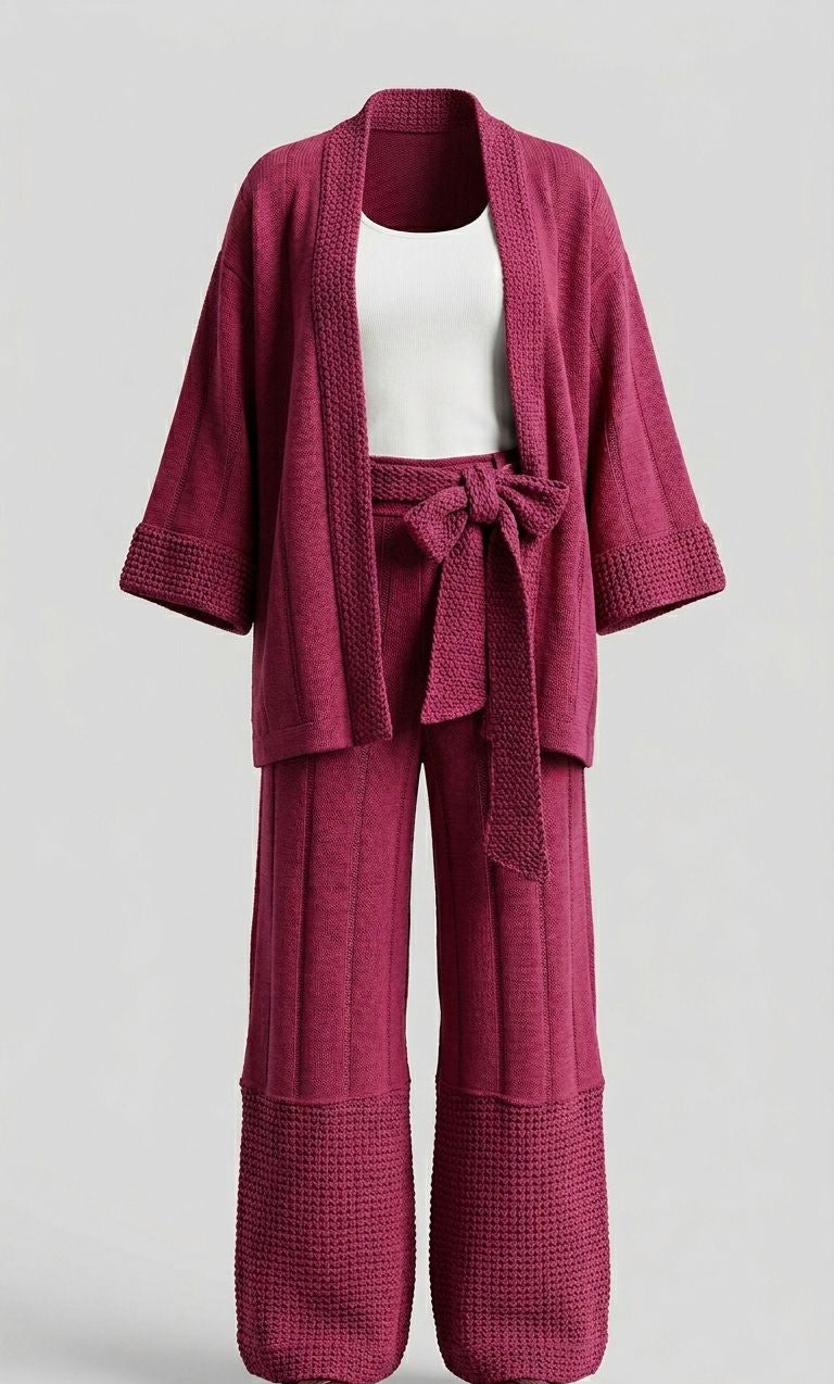 Calça pantalona dois tricots