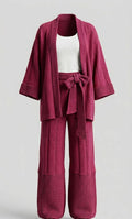 Calça pantalona dois tricots