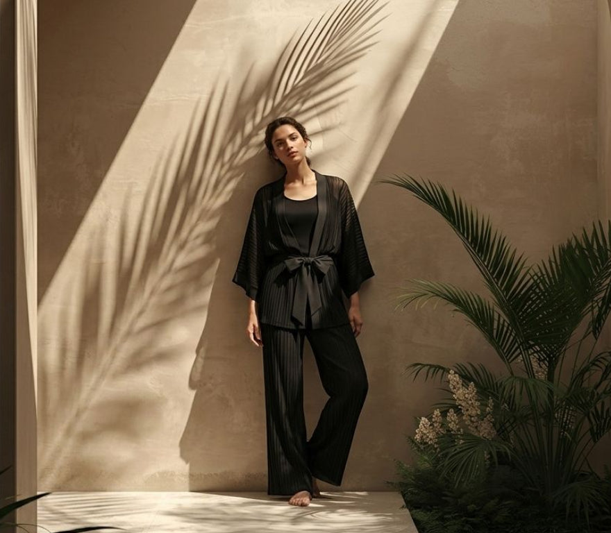 Calça saia tricot vazado