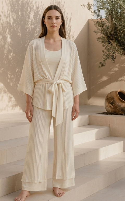 Calça saia tricot vazado