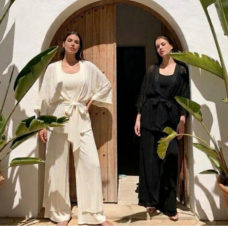 Calça saia tricot vazado