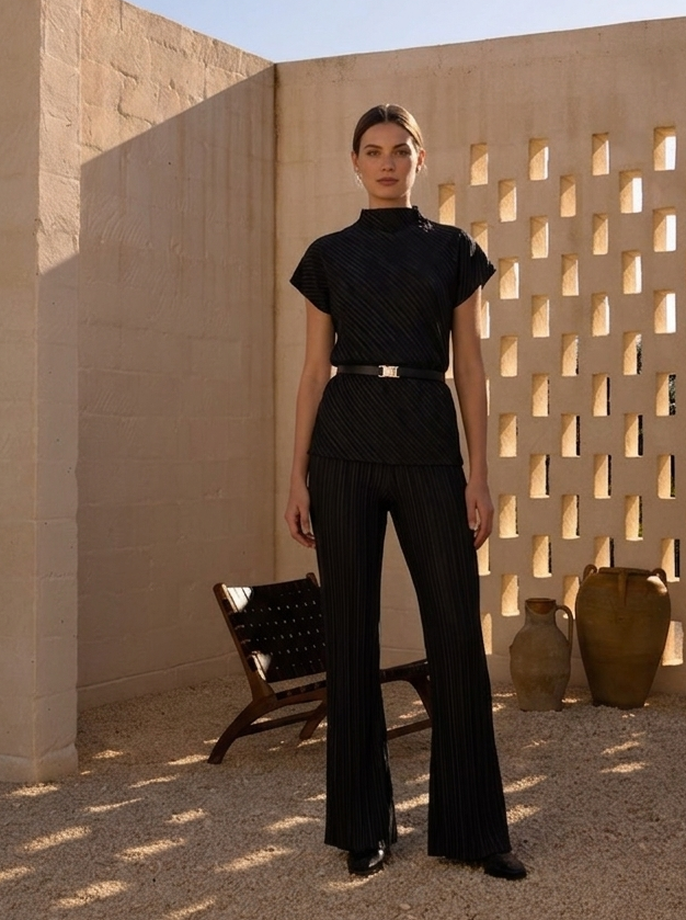 Conjunto túnica e calça plissada