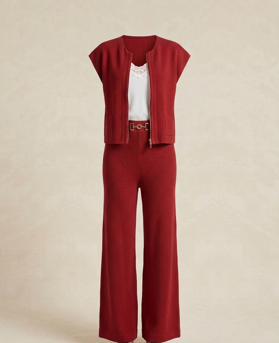Calça vermelha com cinto heritage