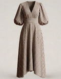 Vestido manga bufante amplo vichy