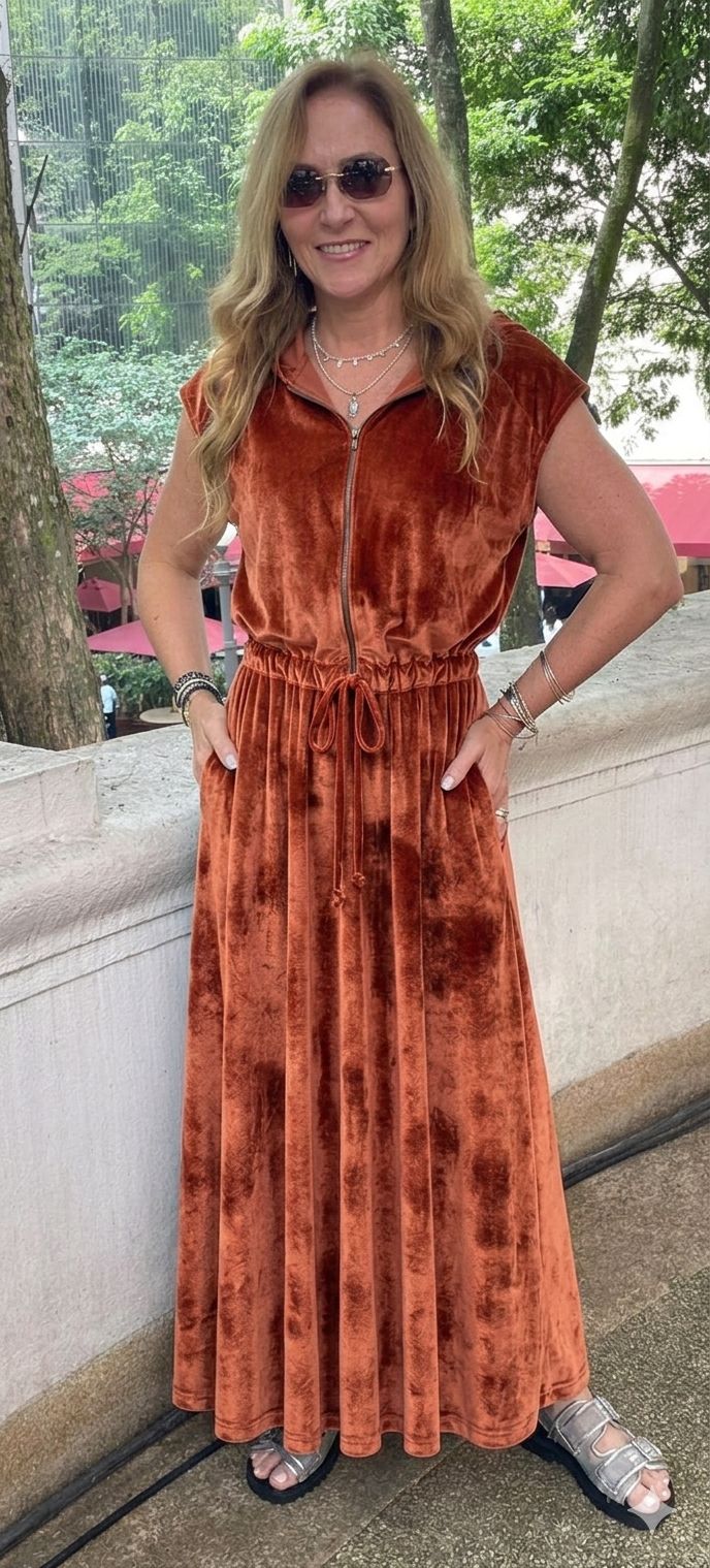 Vestido sem manga com zipper